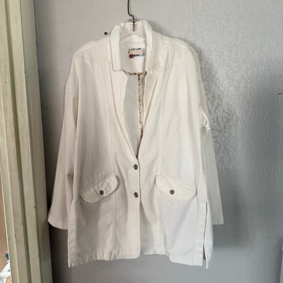 Anthropologie Pilcro Washed Corduroy Oversized Blazer Off White Small - Picture 2 of 9